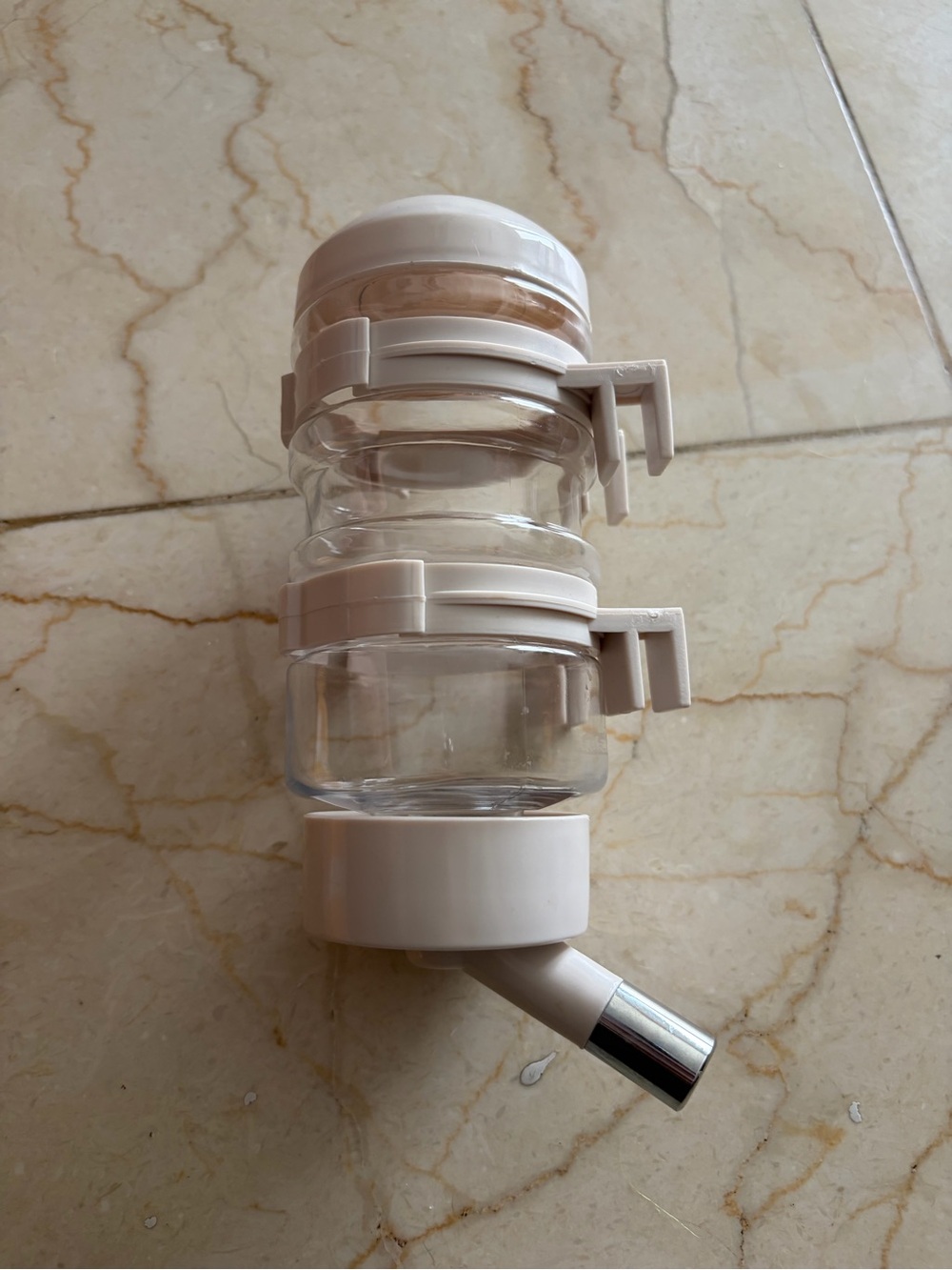 White Pet Water Dispenser Bottle - Compact Drip-Free Design